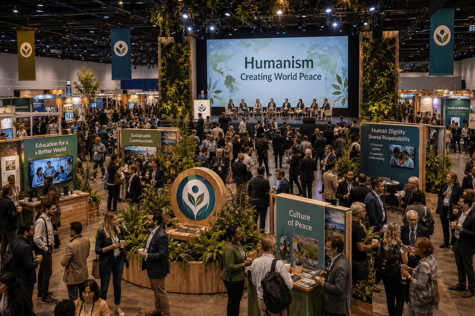 people attending a global peace convention